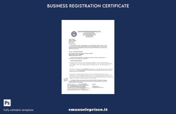 stile verificato Certificato di registrazione USA Delaware Modello Word e PDF, m